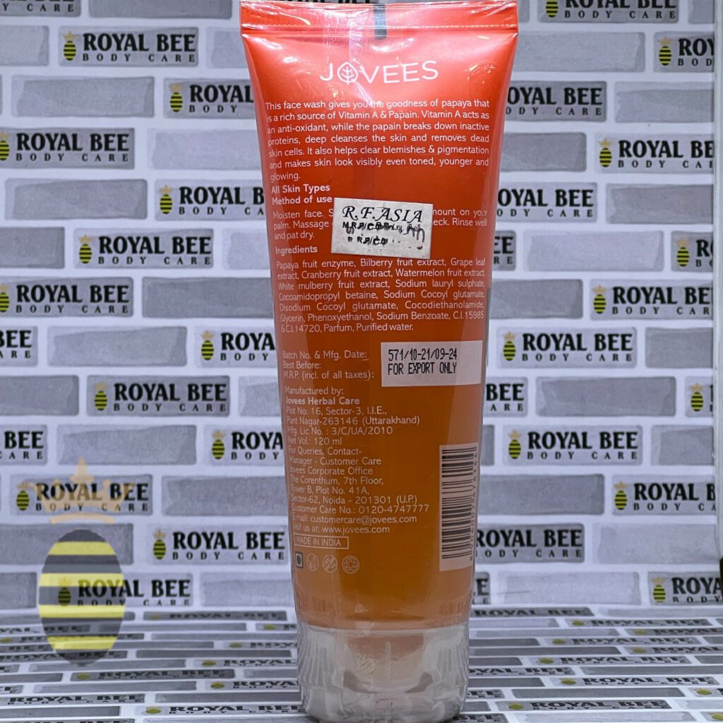 Jovees Papaya Face wash 120ml Royal Bee Body Care